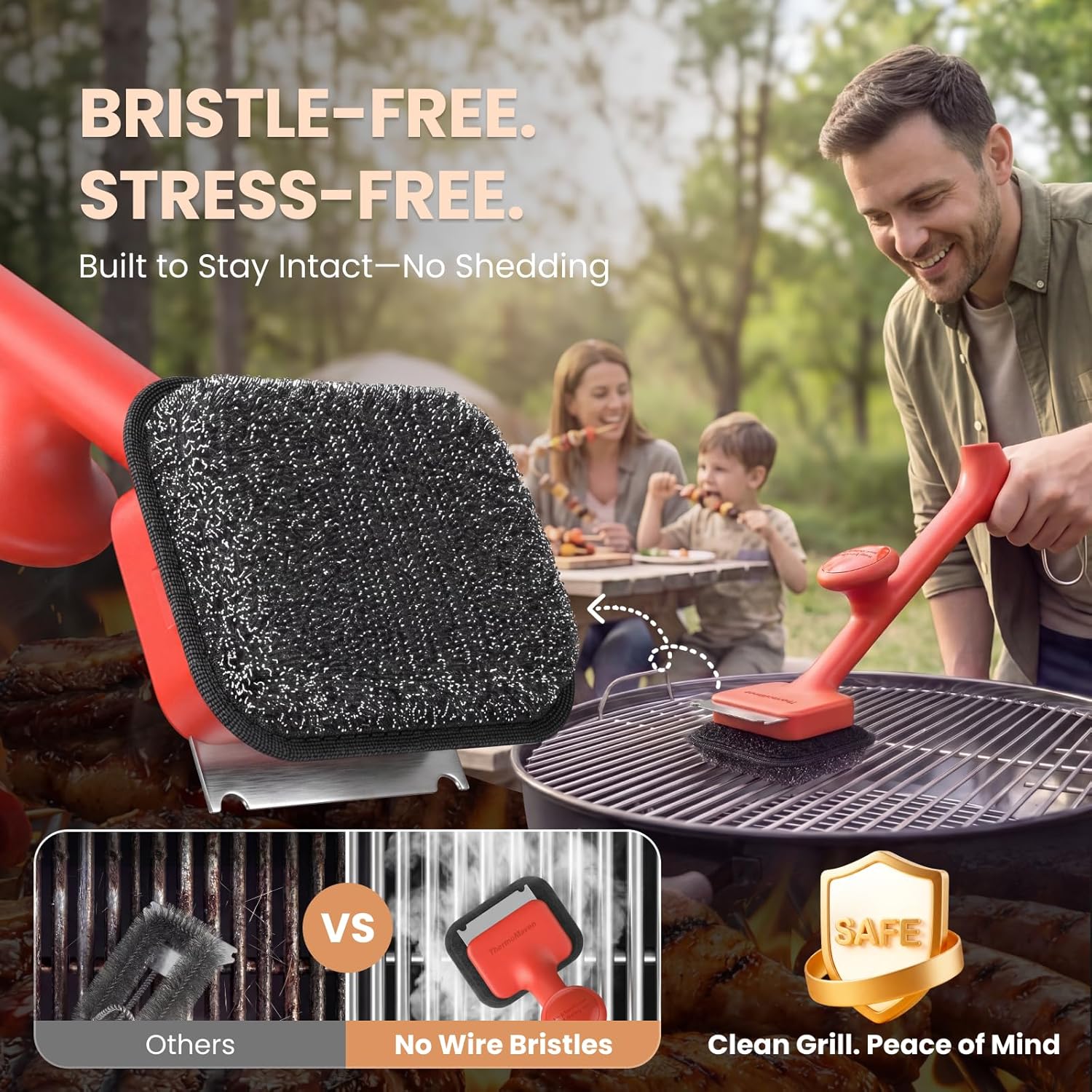 מברשת גריל בטיחותית ThermoMaven Bristle-Free BBQ Grill Brush