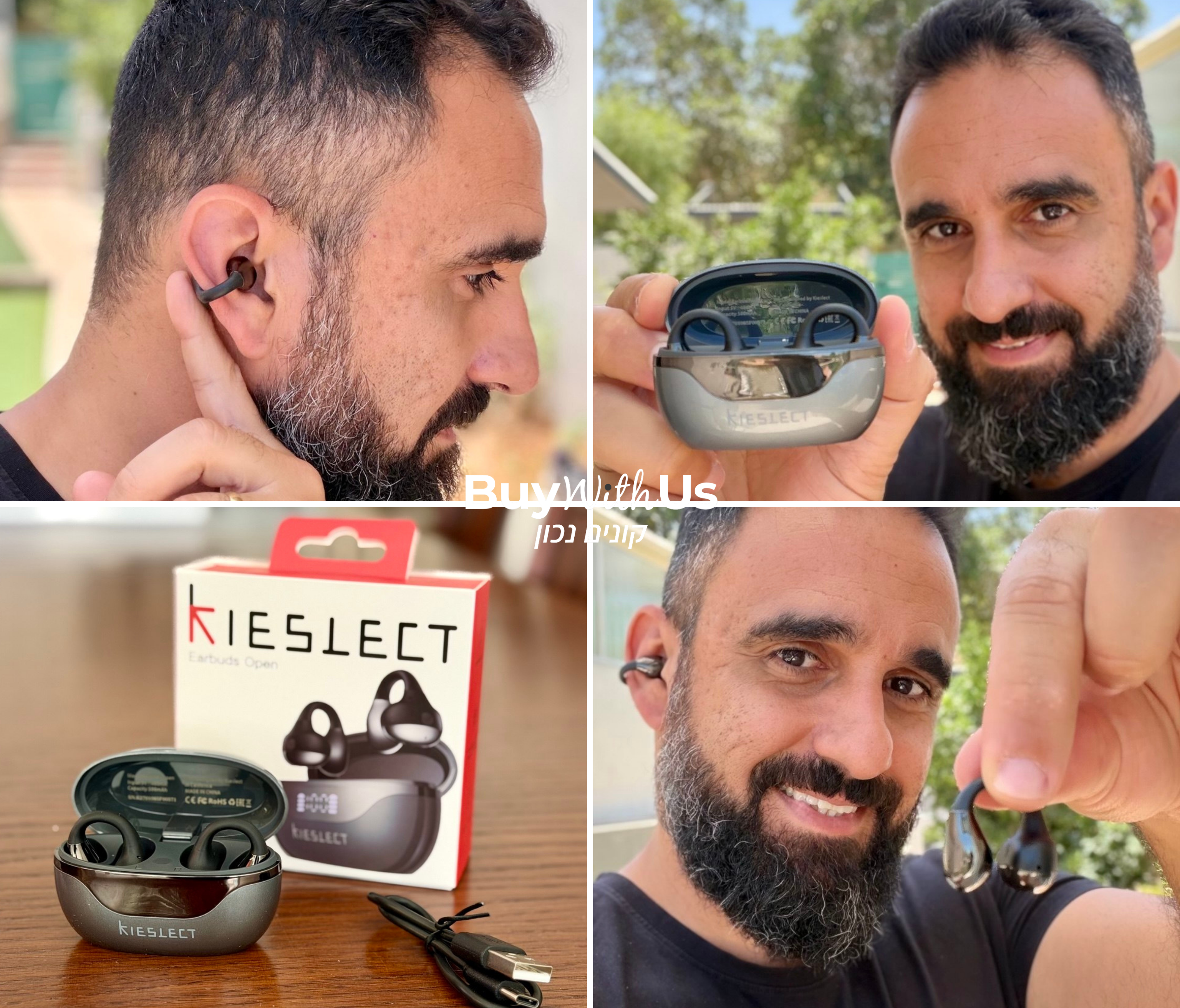 אוזניות אלחוטיות "עגיל" מוזלות KIESLECT Earbuds Open ו-Open AI במחיר הזול אי פעם!