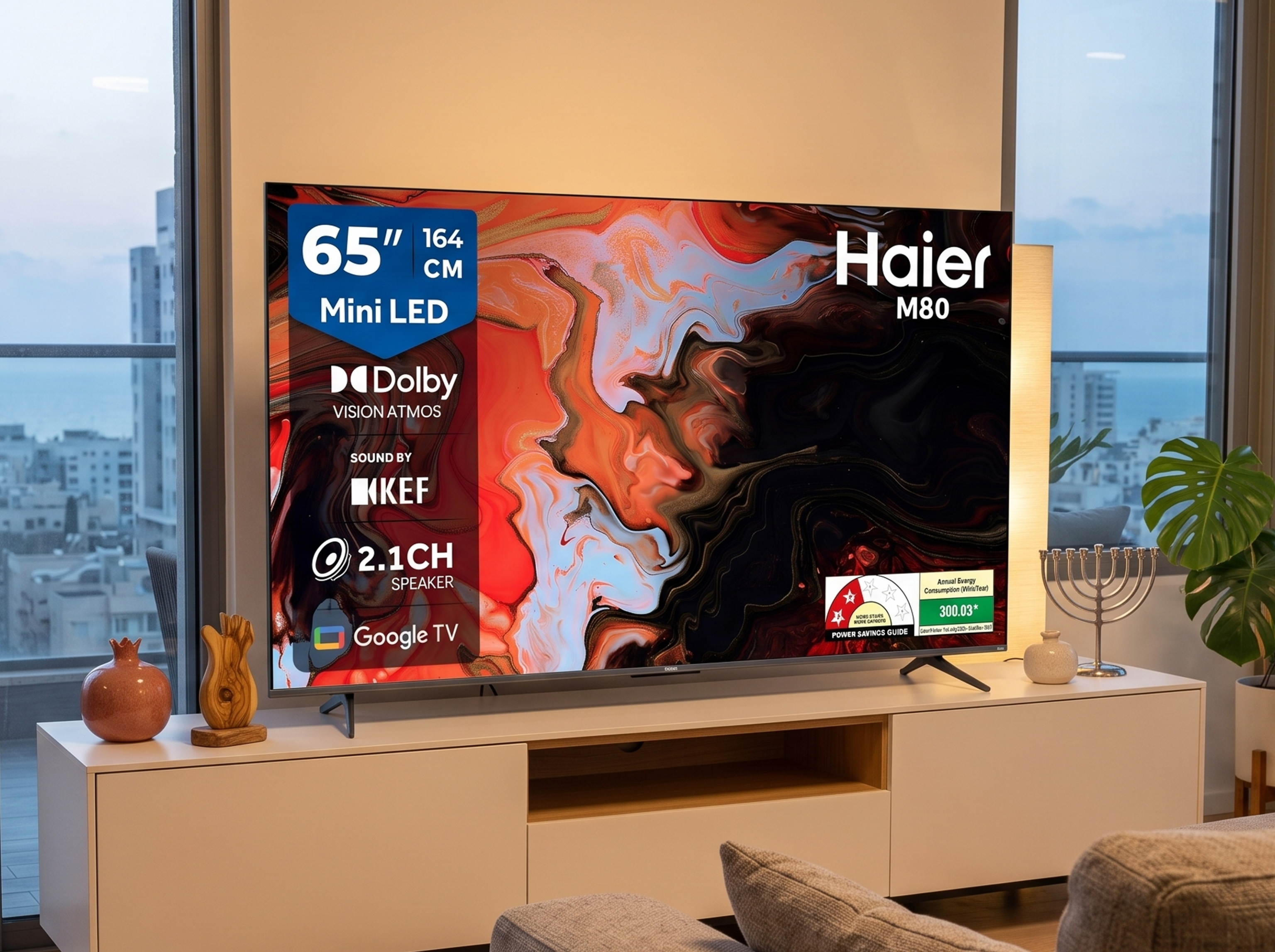 טלוויזיה חכמה 65" Haier Mini LED – דגם H65M80FUX
