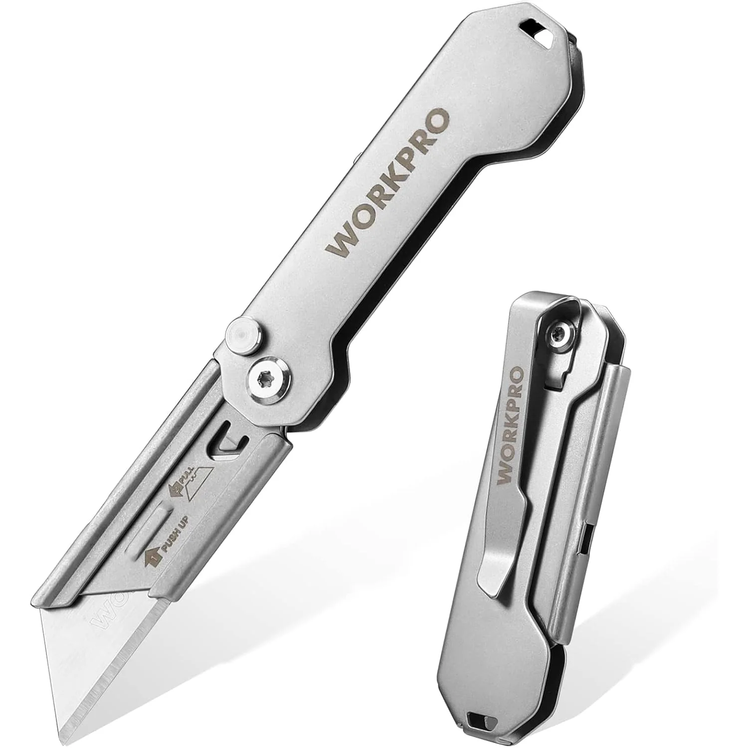 סכין חיתוך מתקפלת מנירוסטה WORKPRO Folding Pocket Utility Knife