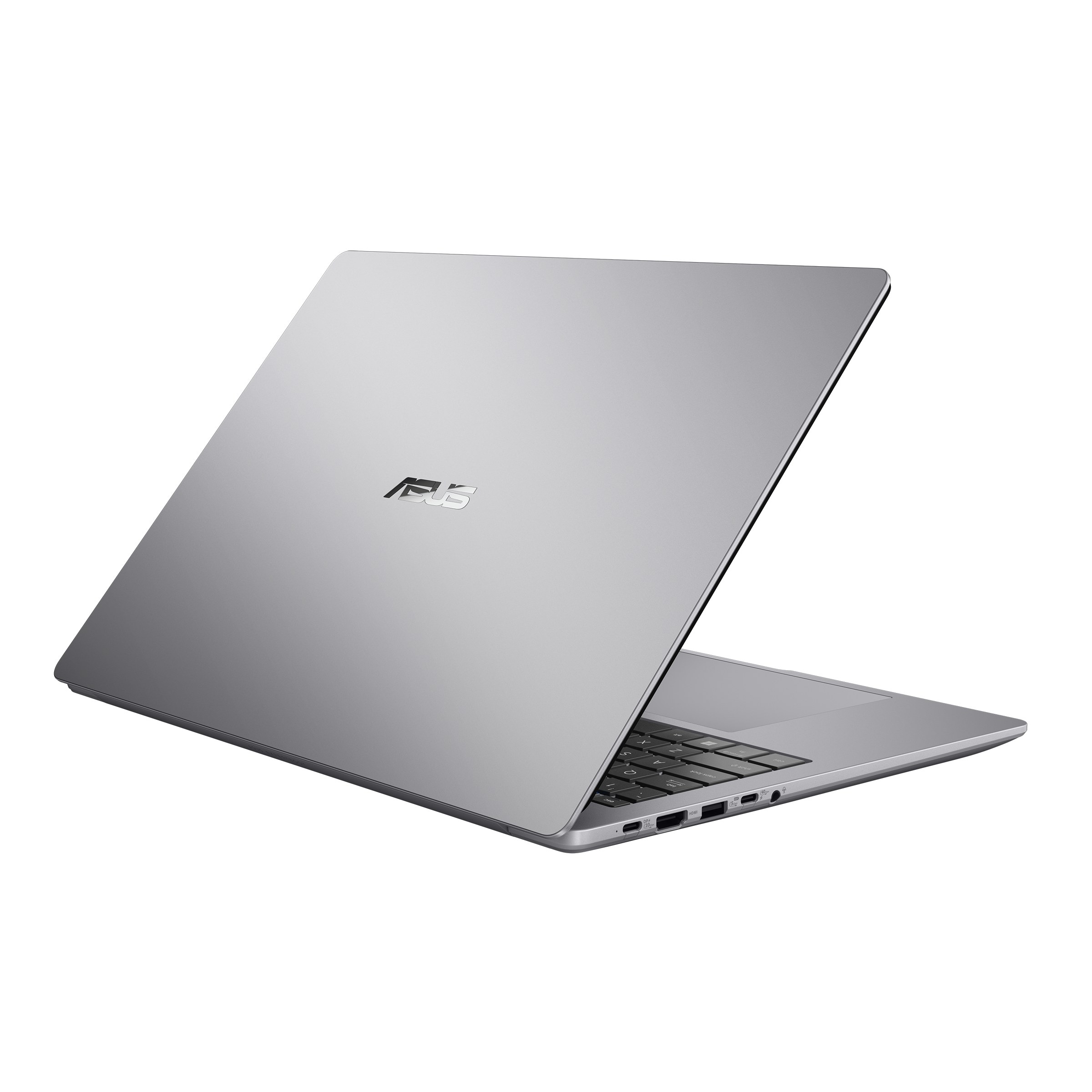 מחשב נייד ASUS ExpertBook P3 פתוח, מקלדת ומסך בזווית