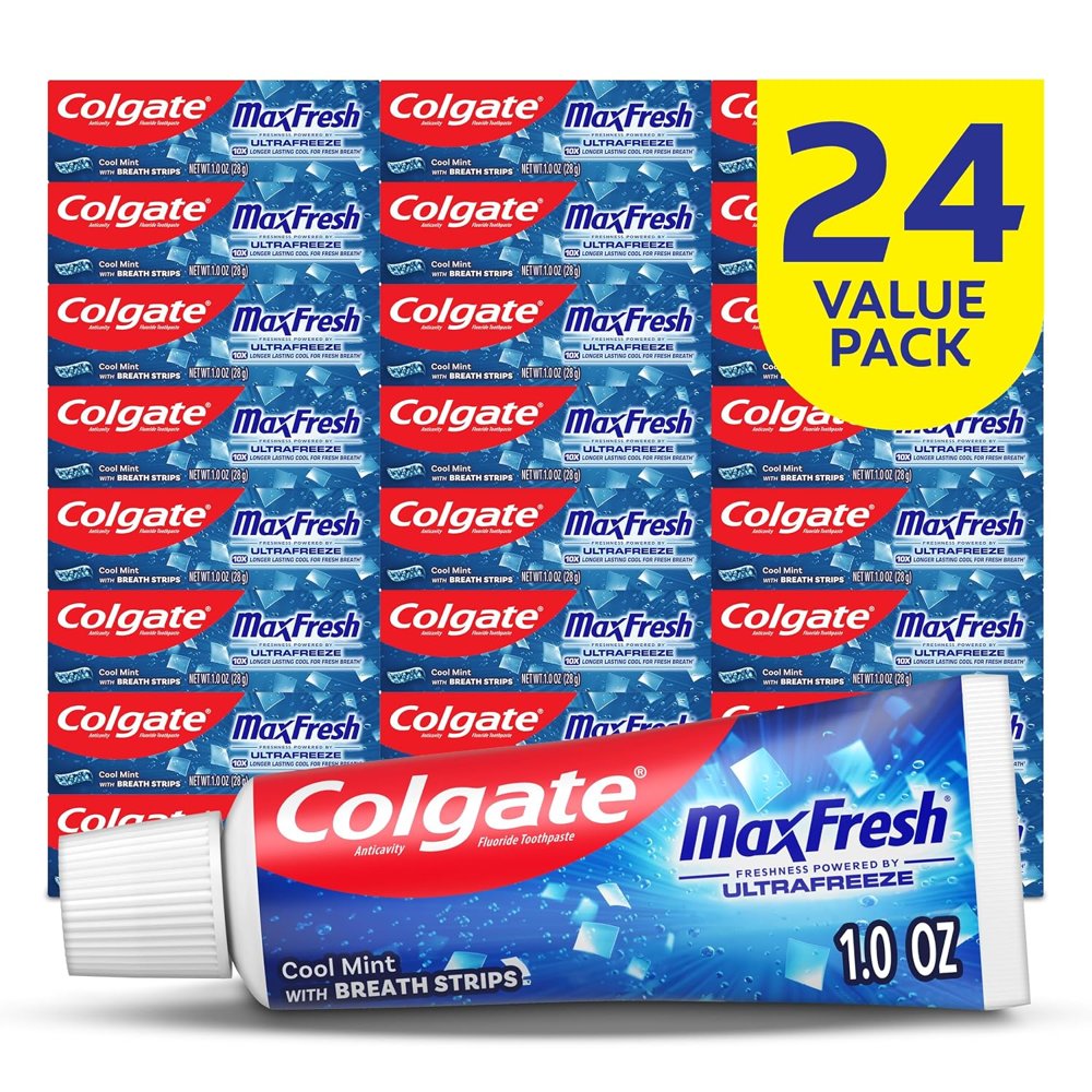 מארז 24 שפופרות משחת שיניים Colgate MaxFresh בגודל נסיעות, 28 גרם כל אחת