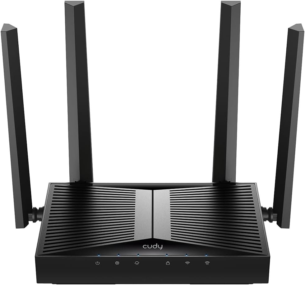 ראוטר Wi-Fi 7 של Cudy BE3600 בשחור עם ארבע אנטנות