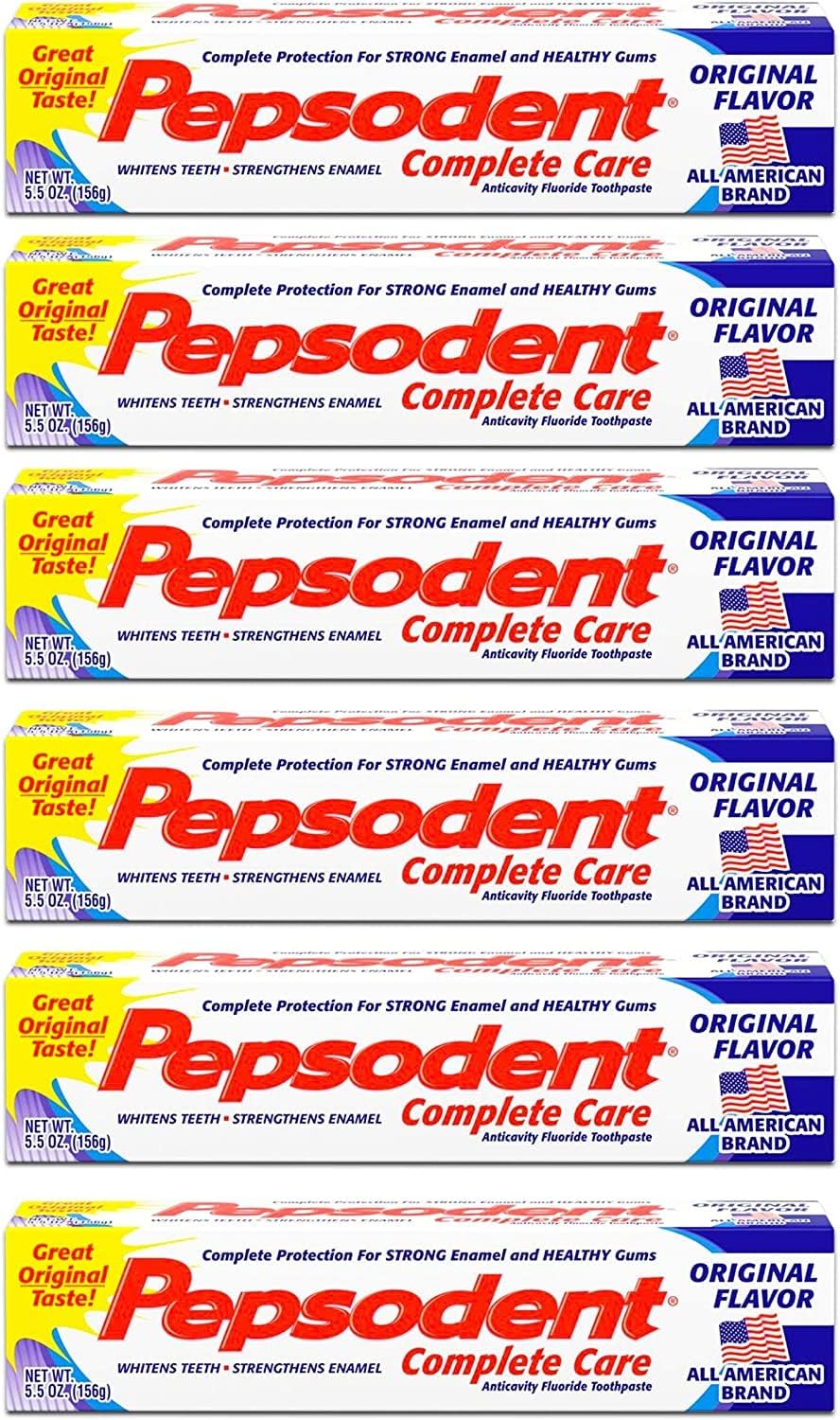 מארז 6 משחות שיניים Pepsodent Complete Care בטעם המקורי מארז 6 שפורפרות משחת שיניים Pepsodent Complete Care בטעם המקורי