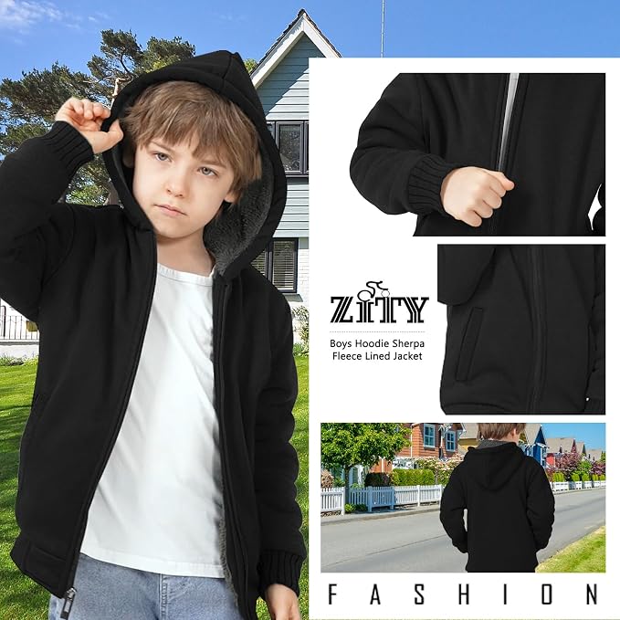 ג'קט קפוצ'ון מרופד פרווה ZITY לילדים ולנוער (גילאי 6-15)
