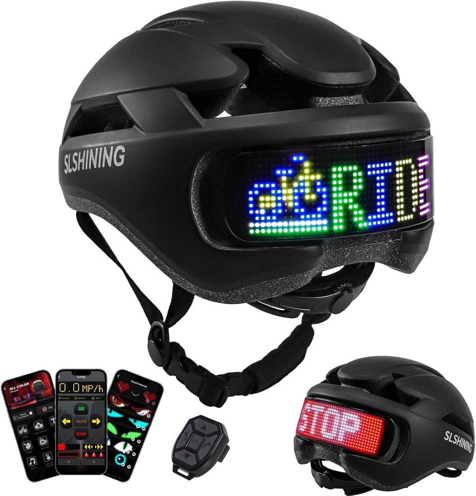 קסדת אופניים חכמה Zonasyrn בשחור עם תצוגת LED אחורית ושלט איתות
