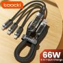 כבל טעינה מהיר USB רגיל 3 ב-1 עד 66W מבית Toocki במחיר רצפה!