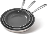 סט 3 מחבתות קרמיות Non-stick  דגם Cookersway Ash Grey במחיר שווה!