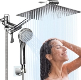סט מערכת רחצה למקלחת KVELEKA משולבת ראש גשם 10" + זרוע מאריכה מתכווננת, ראש דוש 5 מצבים, צינור ועוד בשליש מחיר!