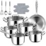 סט סירי ומחבתות נירוסטה 21 חלקים Fruikit Stainless Steel Cookware Set – סקירה ומחיר סייל מטורף