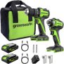 באנדל מברגה/מקדחה + אימפקט Greenworks 24V Brushless במחיר שובר שוק!