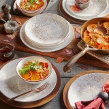 סט כלי אוכל 12 חלקים של Corelle Leaf Stitch ל-4