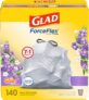 שקיות אשפה למטבח Glad ForceFlex (49 ליטר / 140 יחידות)