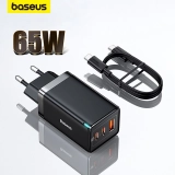מטען קיר חזק + כבל משובח Baseus 65W GaN