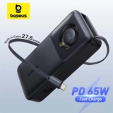 מטען נייד סופר נוח ועוצמתי 65W מבית Baseus כולל כבל נשלף!