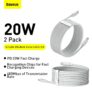 סט של 2 כבלי Baseus USB PD 20W מסוג Type C או Lightning במחיר הצגה!