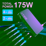 מטען עוצמתי 6 פורטים בטכנ' GAN בעוצמה מקס' של 175W מבית Ueetop במחיר ואווו!