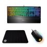 מקלדת גיימרים SteelSeries Apex 3 RGB + עכבר גיימרים חוטי Rival 3 Optical + משטח לעכבר לגיימרים QcK Small במחיר הזול בעולם!