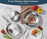 סט 3 מחבתות נירוסטה CookAnswer במבנה Tri-Ply עם ידיות מרותכות במחיר מדהים!