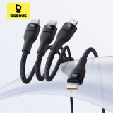 כבל טעינה משולש 3 ב-1 מהיר  Baseus Flash Series 3 עם טעינת 100W ל-3 מכשירים במקביל
