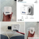 מפצל קוביה 3 שקעים + 4 USB מבית Lencent במחיר טירוף!